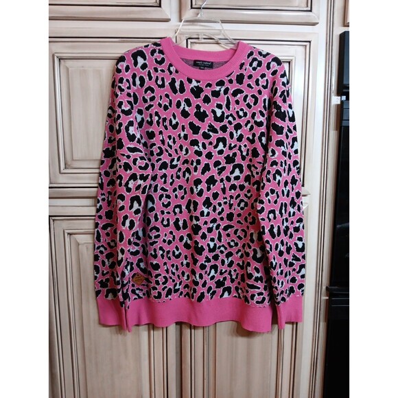 Simply Southern Pink Leopard Sweater‎ - Size - XXL - Picture 1 of 4